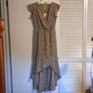 Grecerelle Women's Floral Print Cross V Neck Dress Bohemian Flowy  Maxi Dress